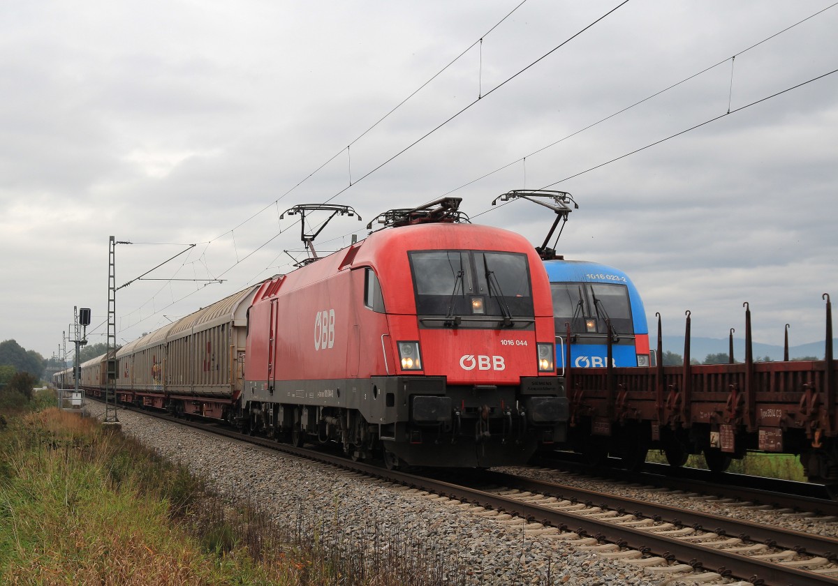1016 044-8 begegnet am 5. Oktober 2013 bei �bersee 1016 023-2.