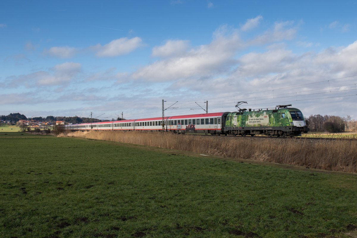 1116 023-4  Green Points  am 29. Januar 2016 bei Bernau am Chiemsee.