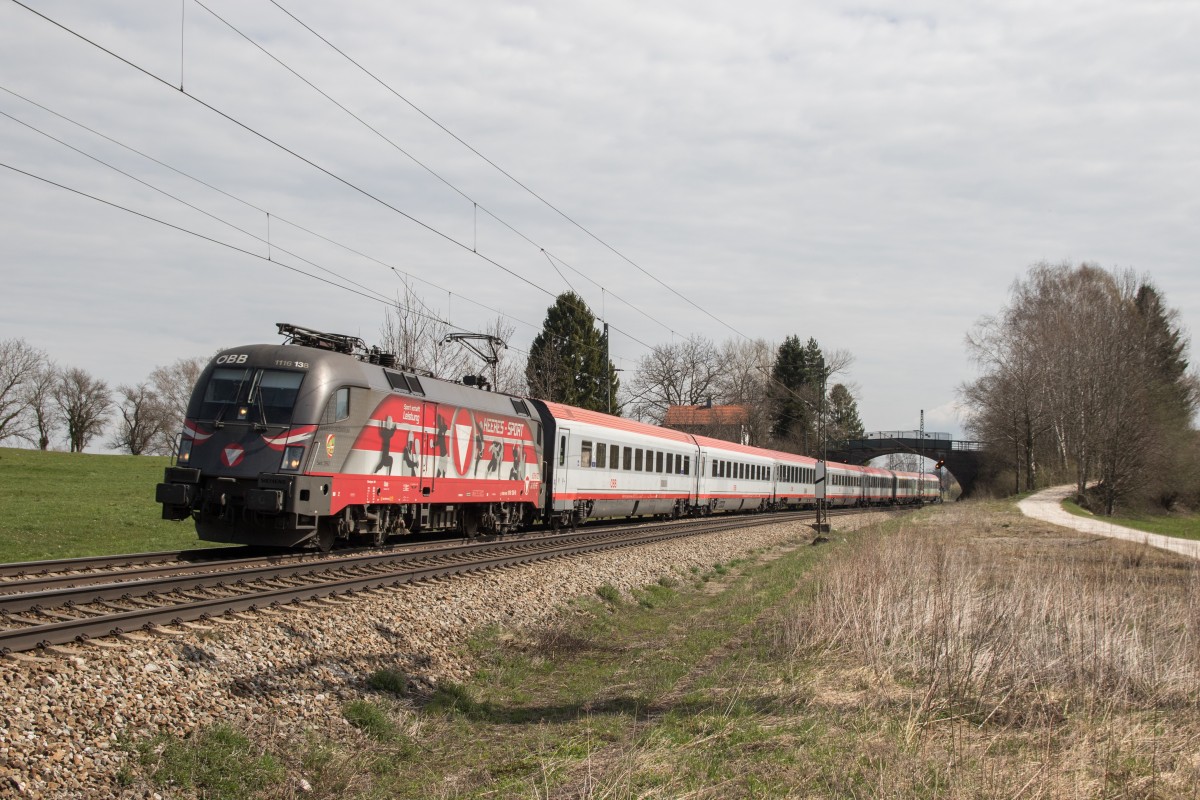 1116 138-9 am 12. April 2015 aus Salzburg kommend bei �bersee.