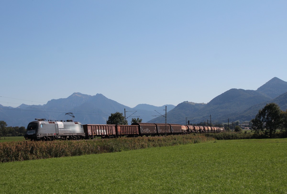 1116 141-3  Siemens  mit einem gemischten G�terzug aus Salzburg kommend am 12. September 2015 bei Weisham.