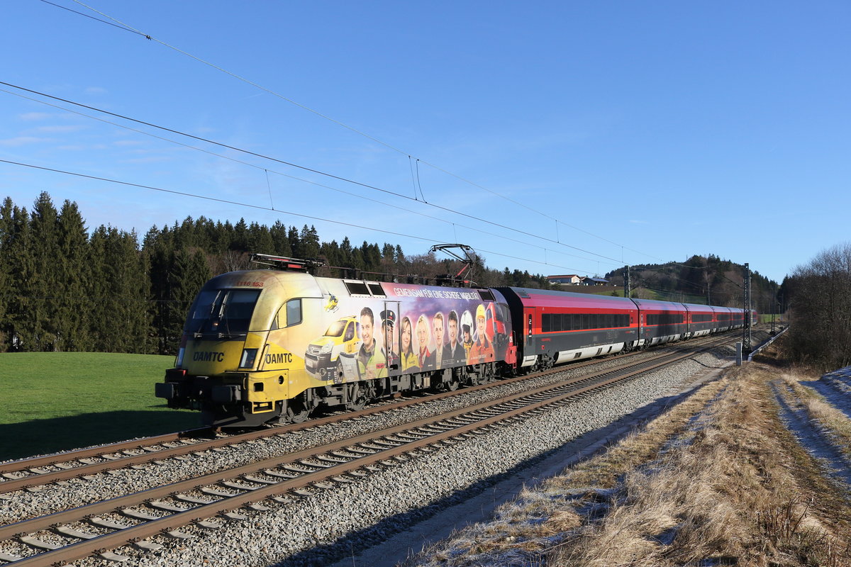1116 153  �AMTC  mit einem Railjet aus Salzburg kommend am 30. Dezember 2019 bei Grabenst�tt.
