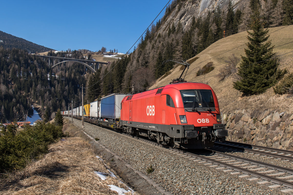 1116 185-8 am 19. M�rz 2016 von Innsbruck kommend bei St. Jodok.