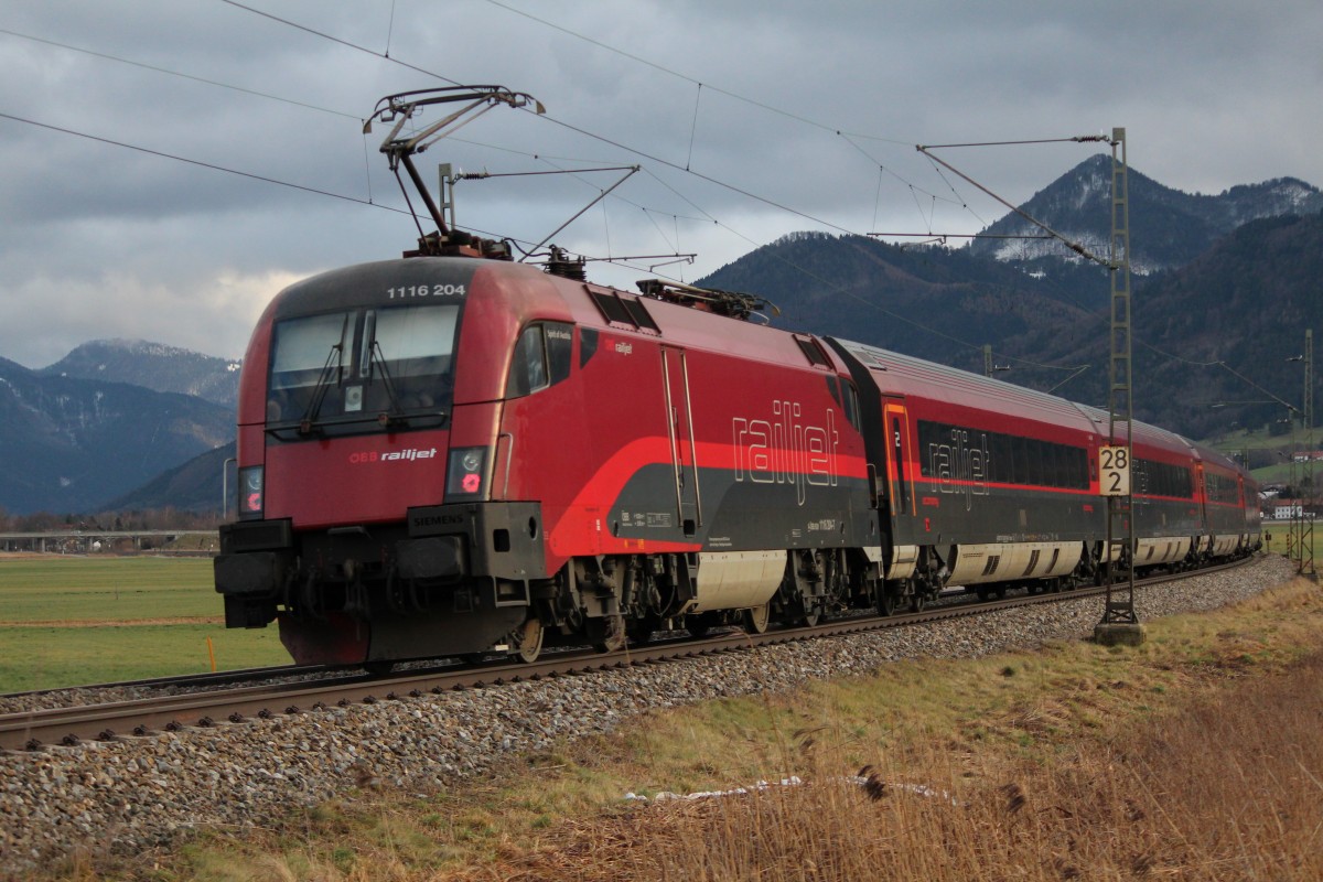 1116 203-9 am 5. Januar 2012 bei Bernau am Chiemsee.