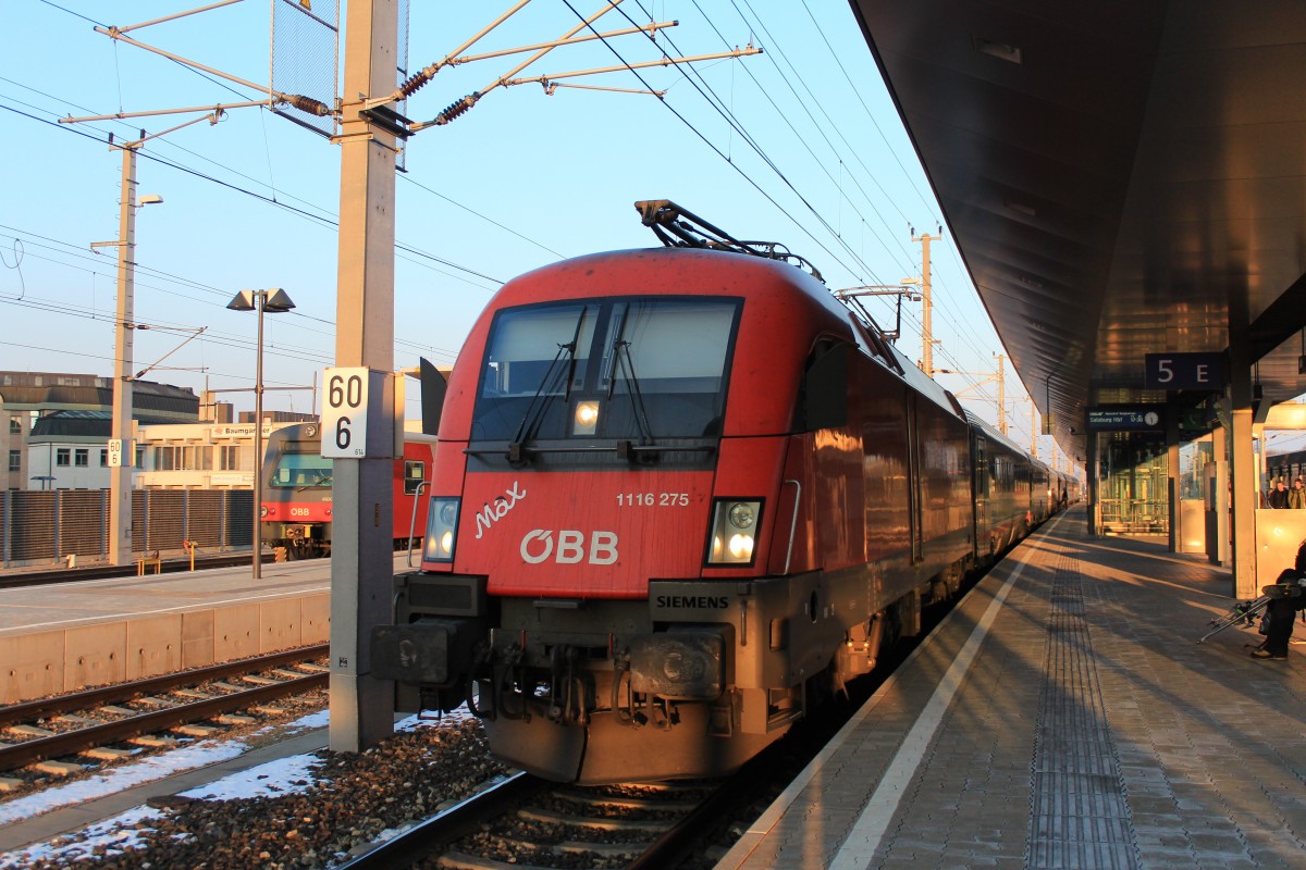 1116 275-9  Max  am 16. M�rz 2013 im Bahnhof von St. P�lten.