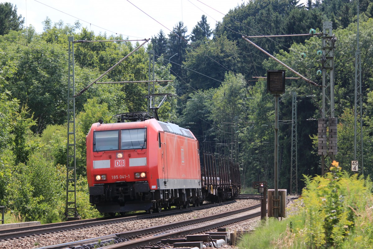 185 041-1 ist am 14. August 2013 bei Assling in Richtung M�nchen unterwegs.