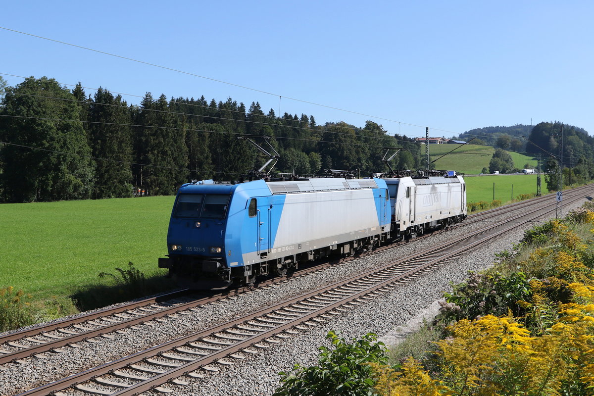 185 523 aus Freilassing kommend am 9. September 2020 bei Grabenst�tt.