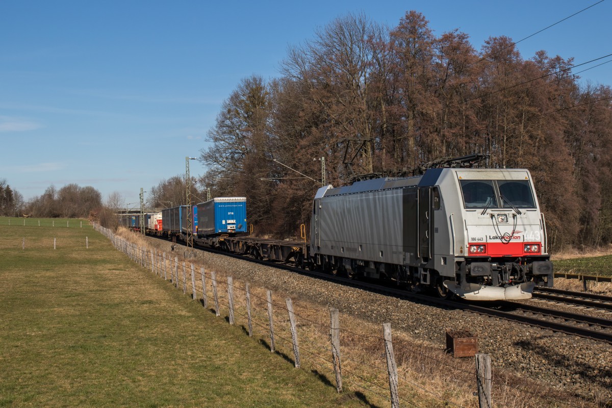 186 443-8 aus M�nchen kommend am 12. Februar 2016 bei Vogl.