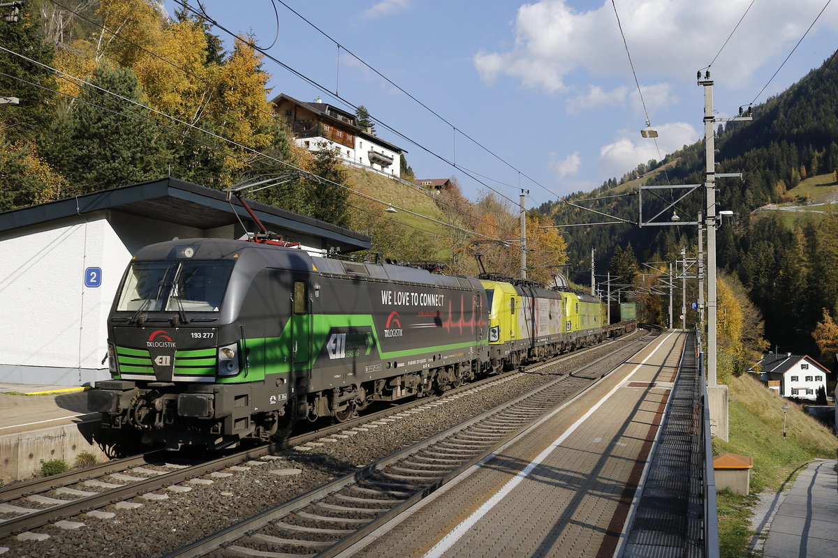 193 277, 193 550 und 193 558 am 16. Oktober 2018 in St. Jodok.