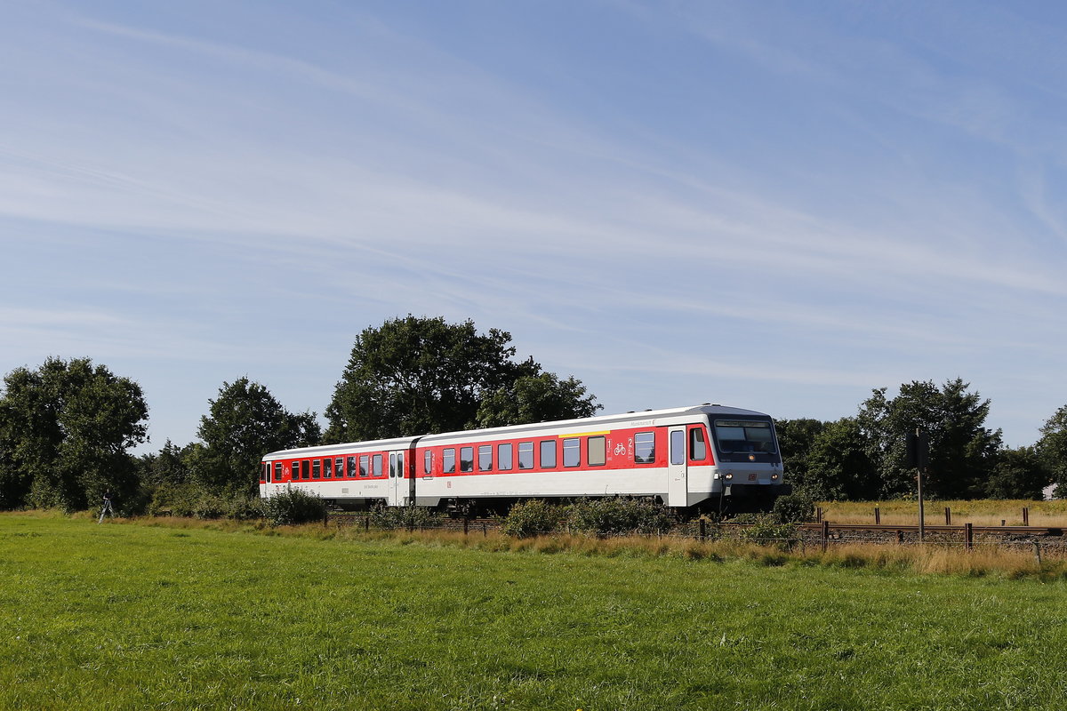 628 532 war am 14. August 2017 kurz vor Langenhorn auf dem Weg nach Westerland/Sylt.