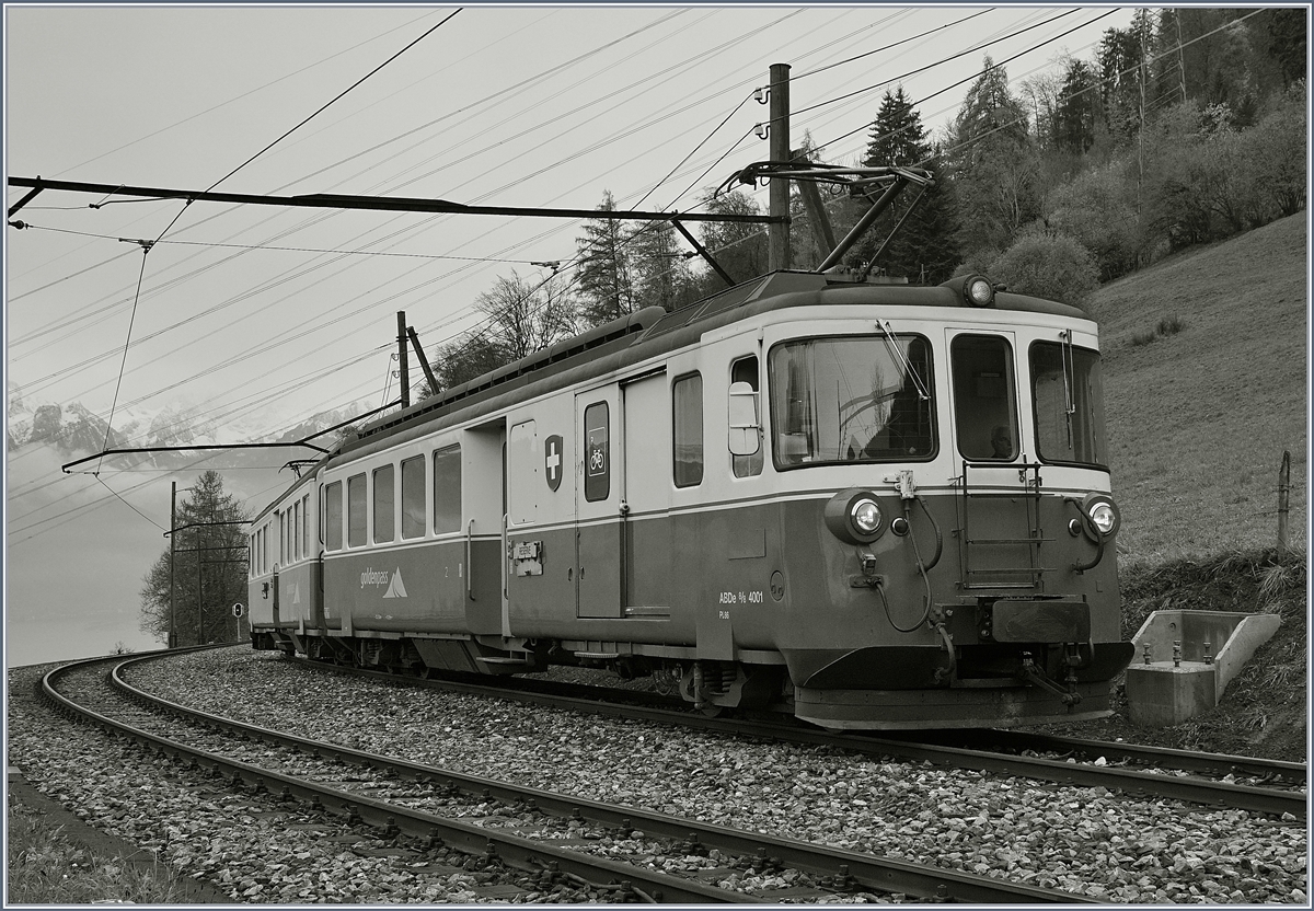 Der MOB ABDe 8/8 4001  Suisse  als Extrazug in Sendy Sollard.
11. Nov. 2017
