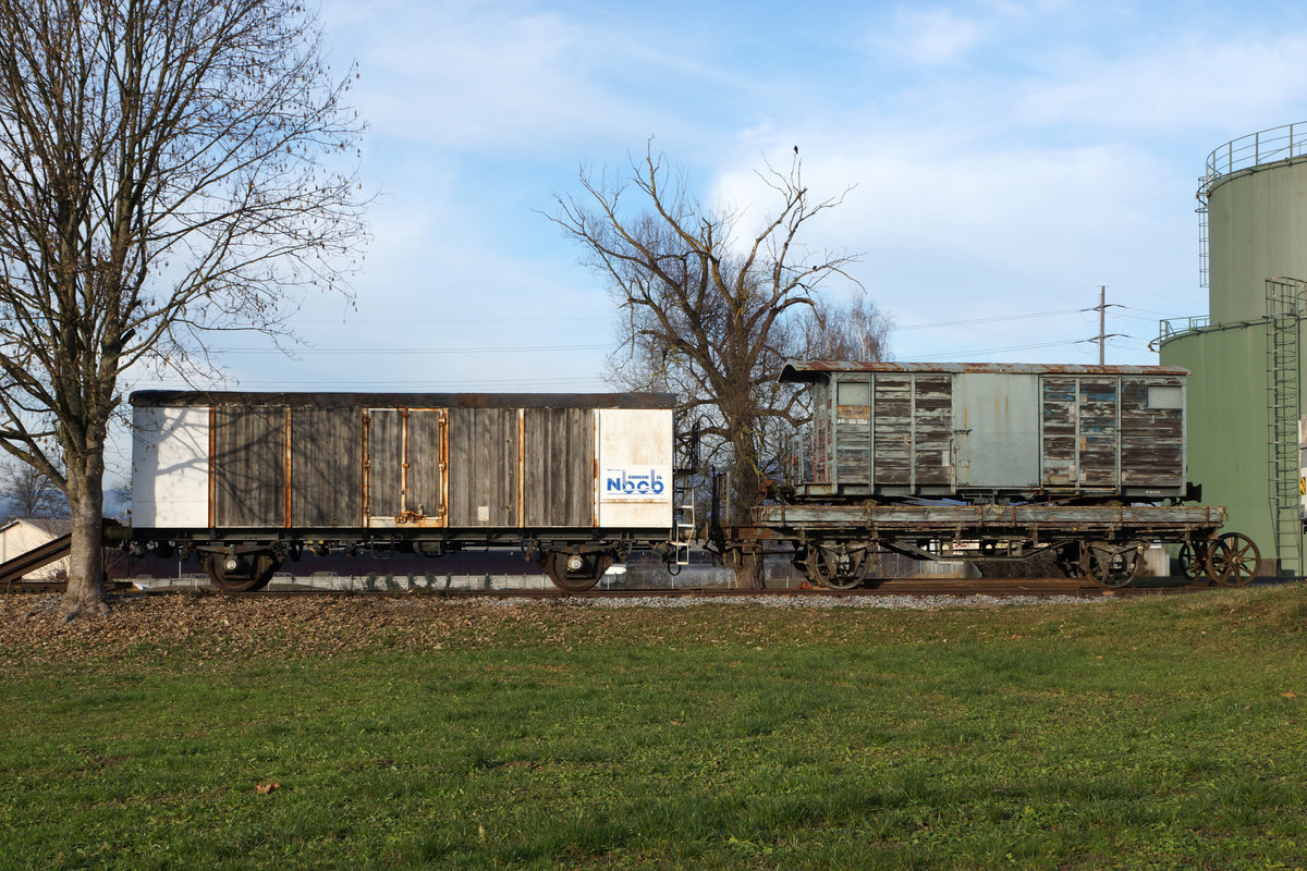 Eisenbahnraritäten in Frauenfeld

Zypen Doppelspeichenachse mit Baujahr 1887 (ehemals RHB)
M4 257 mit Baujahr 1898 (ehemals RHB)
Gk 206 mit Baujahr 1889 (ehemals SGA/AB)
Kühlwagen P 23 85 849 1801-1 mit Baujahr 1951 (ehemals Sais)

Beim Gk 206 handelt es sich um den zweiten noch existierenden Güterwagen dieser Bauart der SGA/AB.

Der Kühlwagen der bereits im Frühjahr unter BB.de eingehend behandelt wurde, wechselte am 2. März 2016 seinen Standort von Busswil nach Frauenfeld.
Während vielen Jahren bereicherte er die Fahrzeug Sammlung des NBCB.

Der Retter sowie Besitzer dieser Raritäten ist die Gesellschaft IG Schiene Schweiz (9. Dezember 2016).

Auf besonderen Wunsch von Daniel Widmer, dem Retter dieser Raritäten, wurde diese Serie zusätzlich bei igschieneschweiz.startbilder.de eingestellt.



Foto: Walter Ruetsch  