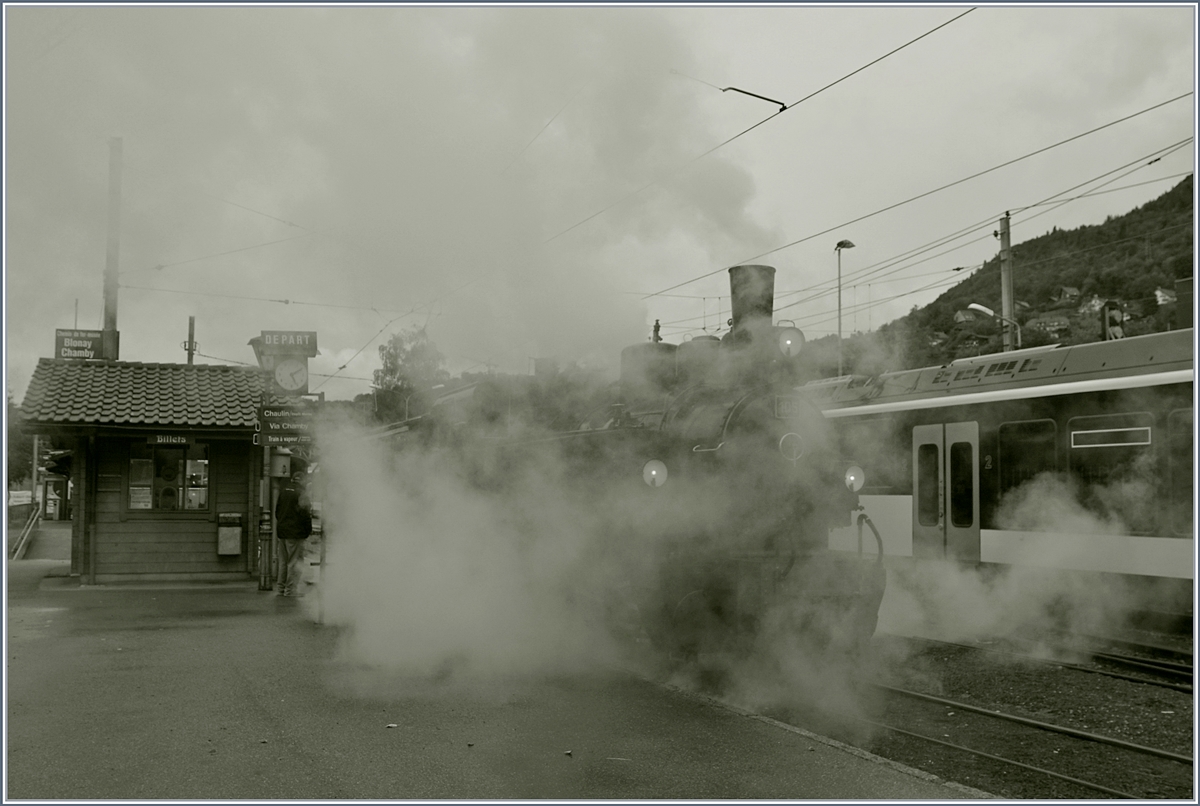 Faszination Dampf mit der Blonay-Chamby G 2x 2/2 105 in Blonay.

26. Sept. 2020