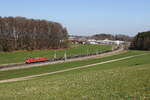 185 044 war mit einem Stahlzug in Richtung M�nchen unterwegs. Aufgenommen bei Axdorf am 19. M�rz 2026.