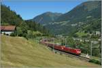 Drei DB 185 (zwei an der Spitze, eine am Schluss) mit dem Winner-Zug kurz vor Rodi Fiesso.
