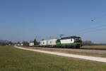 193 745 war am 28.M�rz 2022 mit dem  ECCO-Ekol  bei �bersee am Chiemsee in Richtung Salzburg unterwegs.