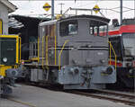 Baudiensttraktor der OeBB, Tm 232 456 'Walti' bei der Werkstatt in Balsthal.