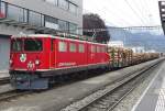 In den wenigen Minuten zum Umsteigen vom Rheintal-Express der SBB auf die Rhätische Bahn wurde in Bezug auf Loks und Züge einiges im Bahnhof von Landquart geboten.