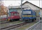 Vor dem CEV Dépôt in Vevey stehen der CEV Te 2/2 82 und die MOB Gem 2/2 2502. 

13. Nov. 2024 