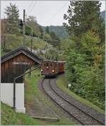 Die BOB HGe 3/3 29 erreicht mit ihrem Zug nach Blonay den Halt Chantemerle.