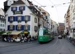 BVB: Tramzug der Linie 15 in Richtung Bruderholz mit Be 4/4 465 + B4 bei der Einfahrt in die Haltestelle Barf�sserplatz am 30.