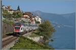 Der SBB RABe 511 103 und ein weiterer als RE 3232 von Vevey nach Genève kurz nach St-Saphorin.