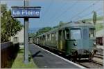 SBB Gleichstrom Pendelzug nach Gen�ve wartet in La Plaine auf die Abfahrt. 
Gescanntes Analogbild/August 1994