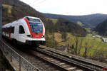 St.Ursanne, Flirt 522 207 unterwegs nach Meroux in Frankreich.