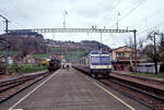 BLS NPZ im Originalanstrich: GBS 729 in Kehrsatz am 23.April 1995.