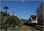 Der Flirt RABe 524 106 erreicht als S 20 Locarno und ist bereits für die Rückleistung beschriftet.