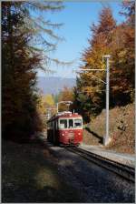 Der CEV BDeh 2/4 73 als Regionalzug 1379 im herbstlichen  Bois de Chexbres  oberhalb von Blonay.