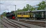Die Blonay-Chamby G 2x 2/2 105 rangiert in Vevey ihren  Riviera Belle Époque  Zug.