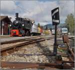 Die B-C DAmpflok G 2x 2/2 105 wartet in Blonay auf die Abfahrt Richtung Chamby.
