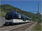 Der ABe 4/4 9303 und Be 9203 (Serie 9000)  Alpina  mit einem Mittelwagen unternehmen Testfahrten.