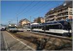 Ein CEV MVR GTW Be 2/6 nach Montreux begegnet in Chernex dem MOB Be 4/4 ABe 4/4 ALPINA  Lenk .