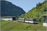 Die beiden Bhe 4/8 304 und 305 zwischen Jaman und der Gipfelstation.