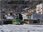 Der von Aigle in Le Sépey eingefahrend ASD Regionalzug nach Les Diablerets, bestehend aus den beiden Triebwagen BDe 4/4 402 und 401 wartet im kleine Kopfbahnhof auf die Weiterfahrt nach Les
