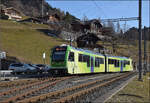 ABe 4/8 471 der ASD im Kopfbahnhof Le Sepey. Januar 2026.