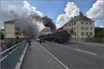 Eine etwas ungewöhnliche Verkehrsteilnehmerin in La Chaux-de Fonds.