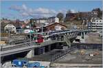 Der neue Bahnhof von Châtel St-Denis, nun etwas außerhalb des Orts gelegen und durch die neuen Lage als Durchgangsbahnhof ausgeführt.