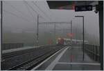 Ein TPF SURF ABe 2/4 - B - Be 2/4 verlässt den neuen Bahnhof von Châtel St-Denis in Richtung Palézieux. 

1. Dez. 2019