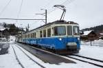 MOB: Regionalzug nach Montreux mit dem ABDe 8/8 4001 bei einem Zwischenhalt in Sch�nried am 9.