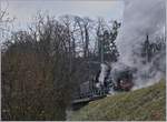 Von Dampf und Rauch sowie der Vegetation etwas verdeckt erreicht die SNCF 241-A-65 Koblenz.
9. Dez. 2017